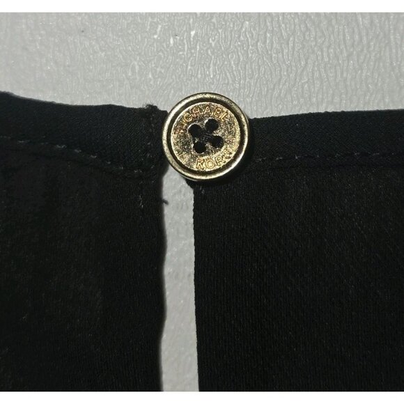 MICHAEL KORS Womens Sleeveless Knit Woven Mix Layered Top Sheer Womens Black Sm - Picture 8 of 9